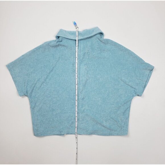 Andie The Cropped Button Up Sz Small Cabana Blue Terry Cloth Lounge & Resort Top - Picture 9 of 16